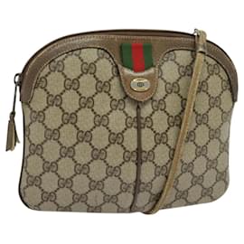Gucci-GUCCI GG Supreme Web Sherry Line Shoulder Bag PVC Beige 904 02 047 Auth 118534-Red,Beige