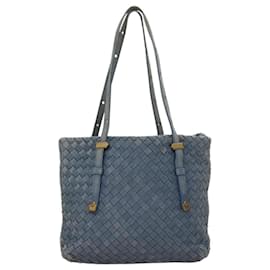 Autre Marque-BOTTEGA VENETA INTRECCIATO Tote Bag Leather Blue Auth 119469-Blue