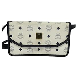MCM-MCM Logogram Vicetos Shoulder Bag PVC Leather White Auth 118410-White