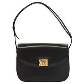 Bally-BALLY Shoulder Bag Leather Black Gold Auth BA1153-Black,Golden