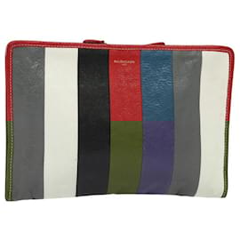 Autre Marque-BOTTEGA VENETA Clutch Bag Leather Red Silver Auth bs24745-Silvery,Red