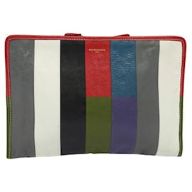 Autre Marque-BOTTEGA VENETA Clutch Bag Leather Red Silver Auth bs24745-Silvery,Red