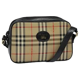 Autre Marque-Burberrys Nova Check Shoulder Bag Canvas Beige Gold Auth 119349-Beige,Golden