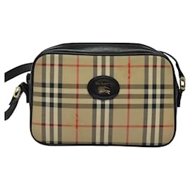 Autre Marque-Burberrys Nova Check Shoulder Bag Canvas Beige Gold Auth 119349-Beige,Golden