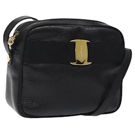 Salvatore Ferragamo-Salvatore Ferragamo Shoulder Bag Leather Black Auth 119988-Black