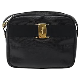 Salvatore Ferragamo-Salvatore Ferragamo Shoulder Bag Leather Black Auth 119988-Black