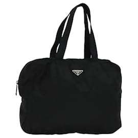 Prada-PRADA Hand Bag Nylon Black Silver Auth bs24790-Black,Silvery