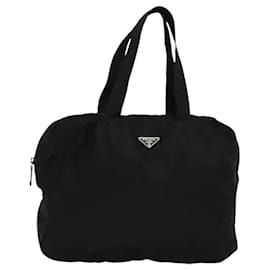 Prada-PRADA Hand Bag Nylon Black Silver Auth bs24790-Black,Silvery