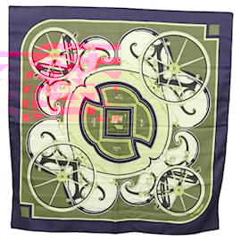 Hermès-HERMES Carre 90 Scarf ""WASHINGTON S CARRIAGE"" Silk Navy Red Auth ar13436-Red,Navy blue