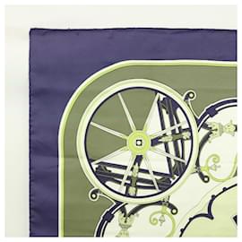 Hermès-HERMES Carre 90 Scarf ""WASHINGTON S CARRIAGE"" Silk Navy Red Auth ar13436-Red,Navy blue