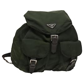 Prada-PRADA Backpack Nylon Khaki Silver Auth bs24459-Silvery,Khaki