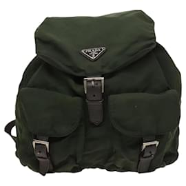 Prada-PRADA Backpack Nylon Khaki Silver Auth bs24459-Silvery,Khaki