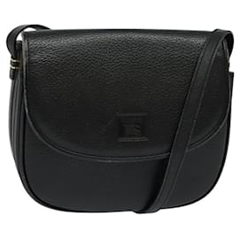 Autre Marque-Burberrys Shoulder Bag Leather Black Gold Auth ep8683-Black,Golden