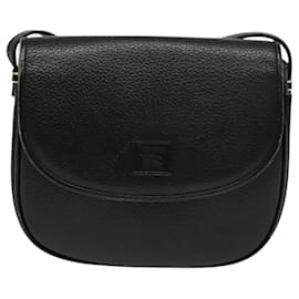 Autre Marque-Burberrys Shoulder Bag Leather Black Gold Auth ep8683-Black,Golden
