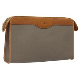 Christian Dior-Christian Dior Clutch Bag PVC Gray Auth ti2996-Brown