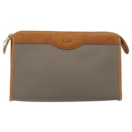 Christian Dior-Christian Dior Clutch Bag PVC Gray Auth ti2996-Brown