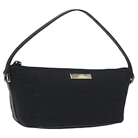 Gucci-GUCCI GG Canvas Accessory Pouch Black Gold 039 1103 2123 Auth am8157-Black,Golden