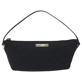 Gucci-GUCCI GG Canvas Accessory Pouch Black Gold 039 1103 2123 Auth am8157-Black,Golden