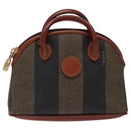 Fendi-Sac à main mini en toile Pecan FENDI PVC marron noir Auth bs24673-Marron,Noir