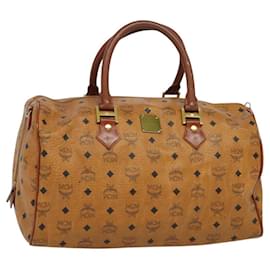 MCM-MCM Vicetos Logogram Boston Bag PVC Leather Brown Auth 119468-Brown
