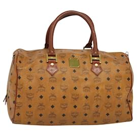 MCM-MCM Vicetos Logogram Boston Bag PVC Leather Brown Auth 119468-Brown