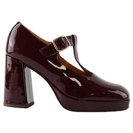 SéZane-Patented leather heels-Dark red