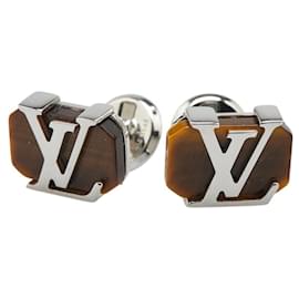 Louis Vuitton-Abotoaduras Louis Vuitton prata marrom-Prata