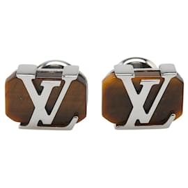Louis Vuitton-Abotoaduras Louis Vuitton prata marrom-Prata