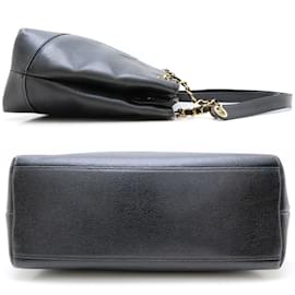 Chanel-Chanel Black Grained Calfskin Chain Tote Bag-Black