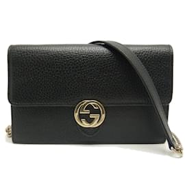 Gucci-Gucci Interlocking Chain Shoulder Bag-Black