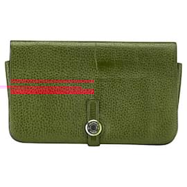 Hermès-Portefeuille Long GM Dogon Hermes en Rouge-Rouge