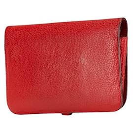 Hermès-Portefeuille Long GM Dogon Hermes en Rouge-Rouge