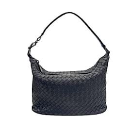 Bottega Veneta-Bottega Veneta Intrecciato Shoulder Bag-Navy blue