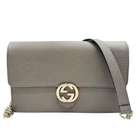 Gucci-GUCCI 510314 Interlocking Chain Wallet Shoulder Bag-Brown