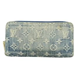 Louis Vuitton-Louis Vuitton Zippy Wallet in Monogram Denim-Blue,Yellow