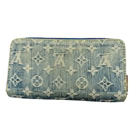 Louis Vuitton-Louis Vuitton Zippy Wallet in Monogram Denim-Blue,Yellow