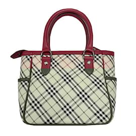 Burberry-Burberry Nova Check Leather Canvas Handbag-Red,Beige