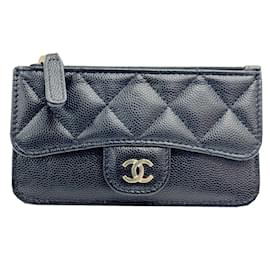 Chanel-Chanel Black Grained Calfskin Card Case-Black