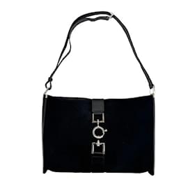 Gucci-Gucci Jackie 001-4052 Suede Leather Black Shoulder Bag-Black