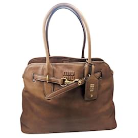 Miu Miu-Miu Miu Aventure Nappa Leather Handbag-Brown