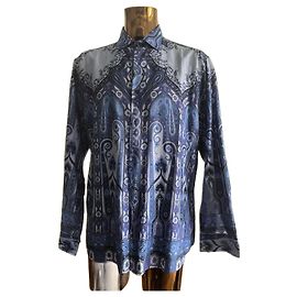Camicia ETRO con design floreale Paisley Blu