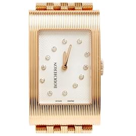 Boucheron-Boucheron Reflets Grand Model Quartz Diamonds Yellow Gold Watch-Golden
