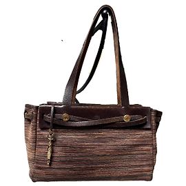 Hermès Herbag Cabas em couro Vibrato e lona Marrom