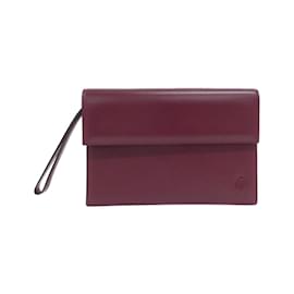Cartier-Cartier Bordeaux Leather Clutch Bag-Dark red