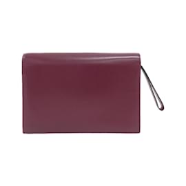 Cartier-Cartier Bordeaux Leather Clutch Bag-Dark red