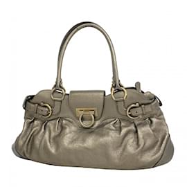 Salvatore Ferragamo-Salvatore Ferragamo Bronze Leather Shoulder Bag-Bronze
