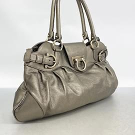 Salvatore Ferragamo-Salvatore Ferragamo Bronze Leather Shoulder Bag-Bronze