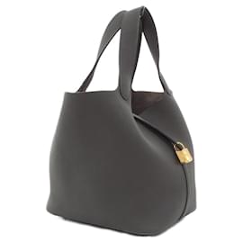 Hermès-Sac à main Hermes Picotin Lock MM-Damier ebène
