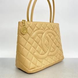 Chanel-Chanel Beige Grained Calfskin Tote Bag-Beige
