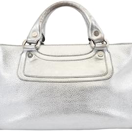 Céline-Celine Boogie Handbag in Silver Leather-Silvery